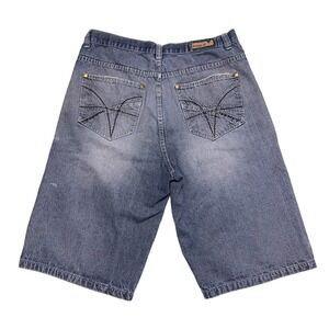 Indigo 30 Denim Jorts Mens 36 Embroidered Baggy Loose Y2K Skater Shorts